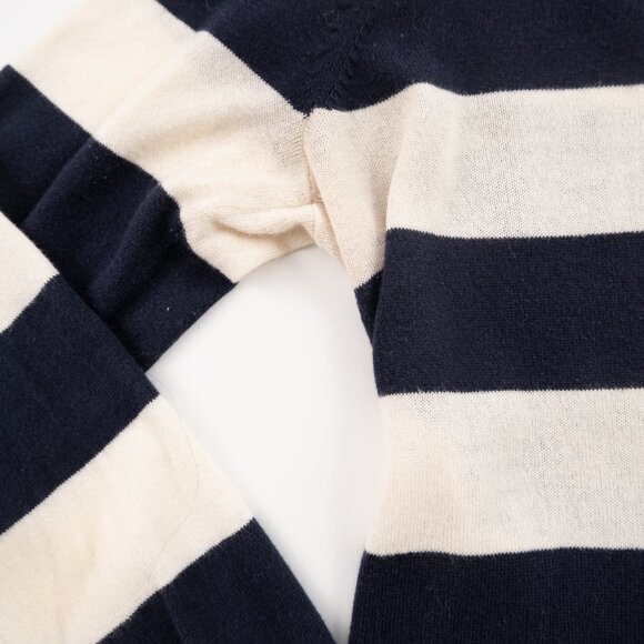 NAUTICA navy off-white nautical stripe lightweight v-neck sweater size S - Picture 9 of 11